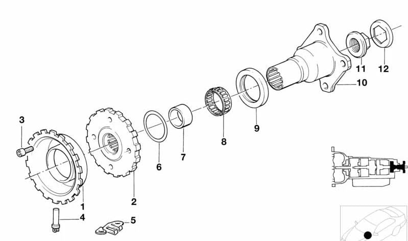 Cojinete de agujas para BMW Serie 3 E30, Serie 5 E28, E34, Serie 6 E24, Serie 7 E23, E32, Serie 8 E31 (OEM 24111218008). Original BMW.