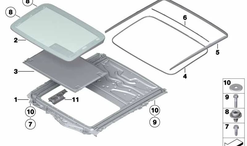 Techo corredizo Alcántara para BMW Serie 5 F10, F18, Serie 7 F01, F02, G11, X6 F16, F86 (OEM 54108036187). Original BMW