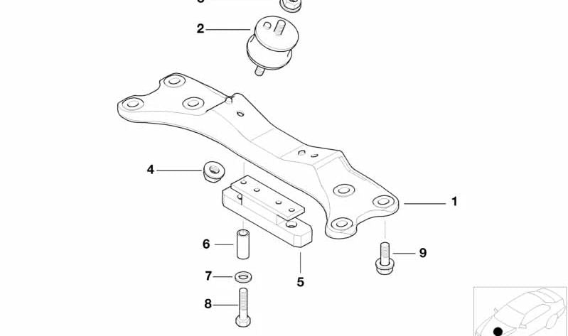 Soporte de transmisión OEM 22321094225 para BMW E39. Original BMW.