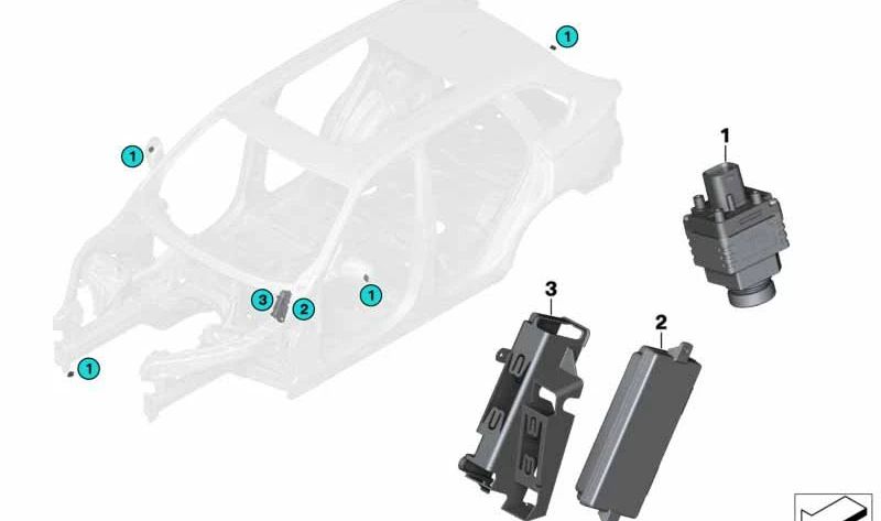 Soporte sensor de aparcamiento OEM 66539282076 para BMW F15, F85, F16, F86. Original BMW.