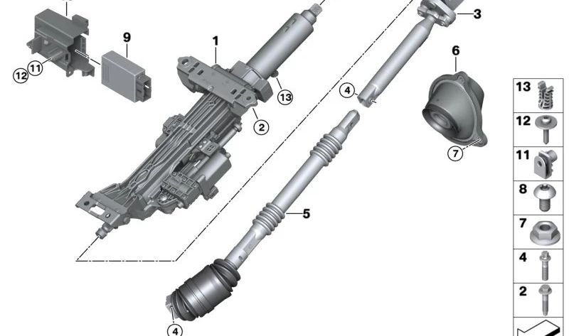 Ajuste de columna de dirección eléctrico para BMW Serie 5 G60, G61, G68, Serie 7 G70 (OEM 32305A81931). Original BMW.