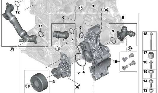 Juego de casquillos OEM 11515A649B1 para BMW G20, G21, G22, G23, G26, G30, G31, G32, G01, G02, G18, G06. Original BMW.