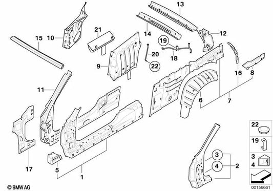 Pilar A exterior izquierdo para BMW E64, E64N (OEM 41217127403). Original BMW.