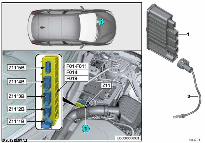 Versorgungsleitung para BMW F40, F52, F44, F45N, F46, F46N, F48, F48N, F49N, X2 F39, MINI F54, F54N, F55, F55N, F56, F56N, F57, F57N, F60, F60N (OEM 12638589051). Original BMW