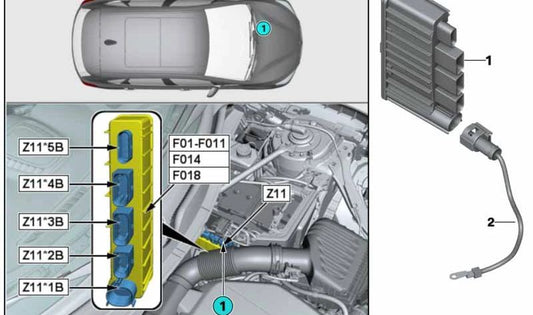 Z11 Integriertes Versorgungsmodul für BMW 1er F40, F52, 2er F44, F45N, F46N, X1 F48, F49, X2 F39 (OEM 12638642761). Original BMW