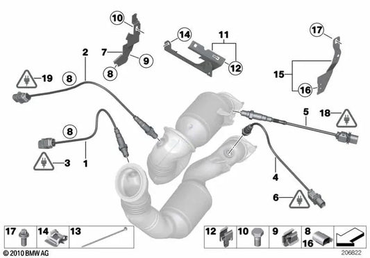 Placa de soporte para BMW E60N, E61N Serie 5 E63, E64 Serie 6 F01, F02 Serie 7, X6 E71 (OEM 18207562125). Original BMW.