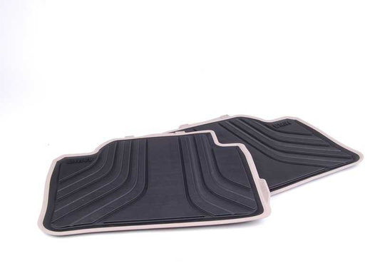 Satz BMW MODERN Gummimatten hinten in Schwarz/Beige für BMW 3er F30 F31 M3 F80 4er F36. Original BMW