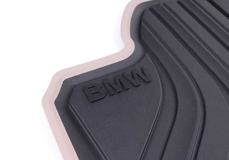 Set of BMW MODERN rear black/beige rubber mats for BMW 3 Series F30 F31 M3 F80 4 Series F36. Genuine BMW