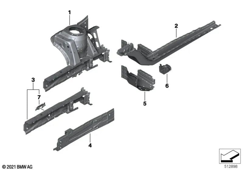 Soporte de latiguillo de freno derecho para BMW Serie 1 F40, F52, Serie 2 F44, F45, F46, U06, X1 F48, F49, U11, X2 F39 y MINI F54, F55, F56, F60 (OEM 41007386990). Original BMW