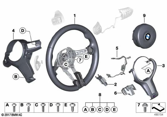 Volante Deportivo M de Cuero para BMW Serie 3 F31N, F34N, Serie 4 F32N, F33, F36N (OEM 32307852456). Original BMW