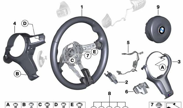 Volante deportivo M en cuero OEM 32307852455 para BMW F31, F34, F32, F33, F36. Original BMW