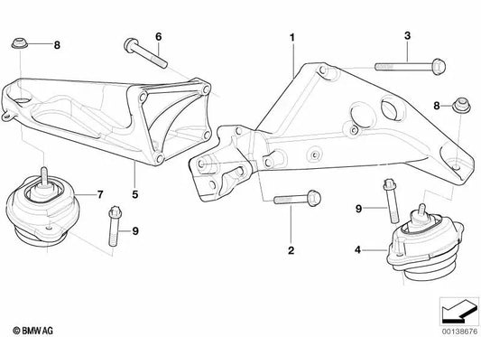 Soporte de motor derecho para BMW E83, E83N (OEM 22113418698). Original BMW.