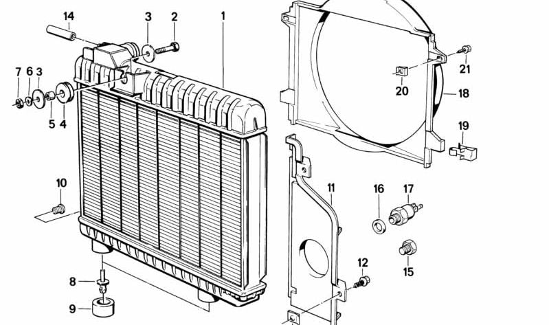 Radiador de refrigerante para BMW E36 (OEM 17102270373). Original BMW