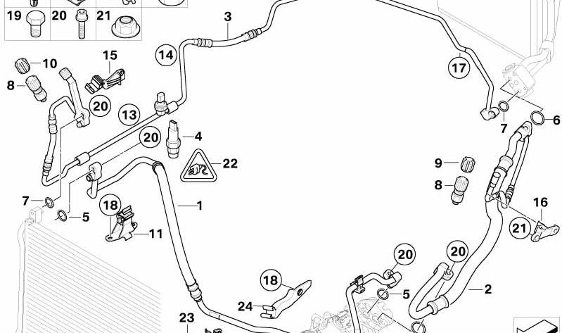 Verdampfersaugrohr zum Kompressor OEM 64509223315 für BMW E81, E82, E87, E88, E90, E91, E92, E93. Original BMW.