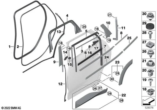 Sealing Plate Closing Right C-Pillar for BMW XM G09 (OEM 51359881642). Original BMW.