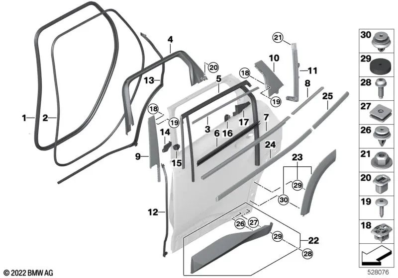 Moldura de puerta trasera derecha para BMW XM G09 (OEM 51219851026). Original BMW