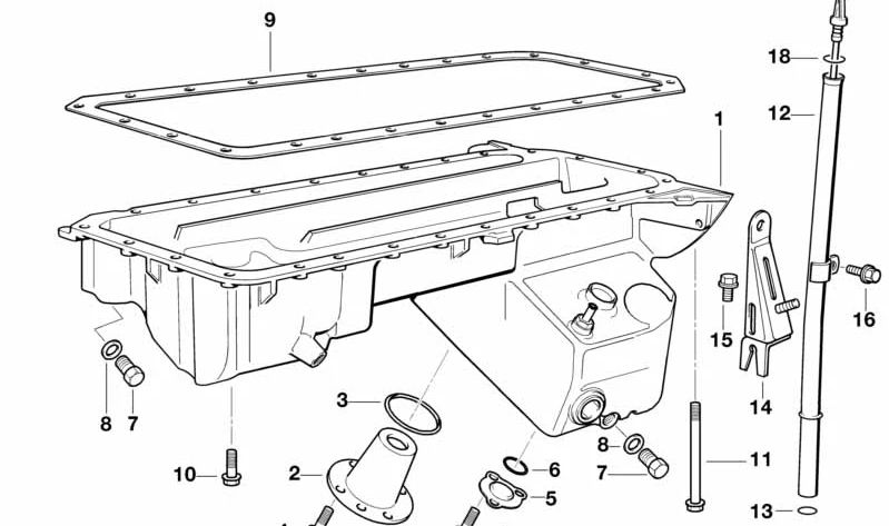 Tubo guía de la varilla de aceite OEM 11431404746 para BMW E36, Z3. Original BMW.