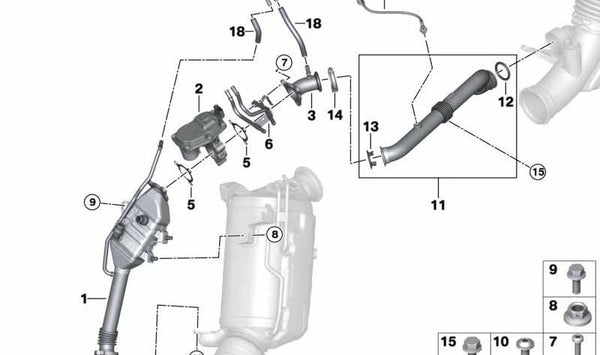 Tubo de Recirculación de Gases de Escape para BMW Serie 5 G30, G31, Serie 7 G11, G12 (OEM 11718576477). Original BMW