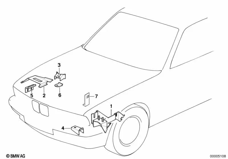 Soporte del depósito de aceite/Aislamiento de ruido de admisión para BMW E34 (OEM 41142232122). Original BMW