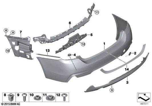 Carcasa parachoques trasero imprimada para BMW Serie 4 F36, F36N (OEM 51128073080). Original BMW.