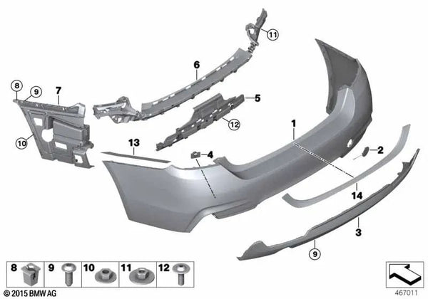 Revestimiento Parachoques Trasero Inferior para BMW F32, F32N, F33, F36, F36N (OEM 51128054487). Original BMW