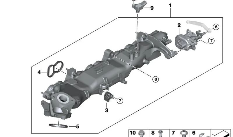 Junta de admisión OEM 11617926974 para BMW G05, G06, G07. Original BMW.