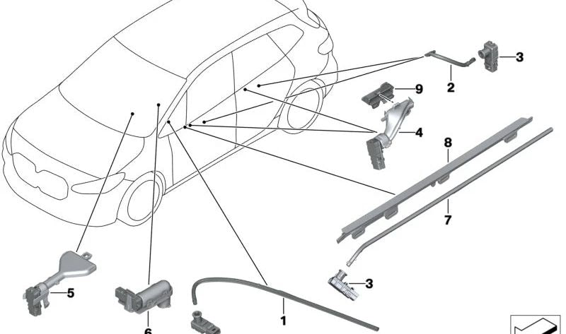 Iluminación del compartimento con guía de luz para BMW Serie 2 U06, X1 U11, U12, X2 U10 (OEM 63315A5D5D3). Original BMW