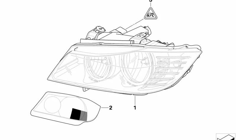 Faro AHL-Xenón derecho para BMW Serie 3 E90N, E91N (OEM 63117240264). Original BMW