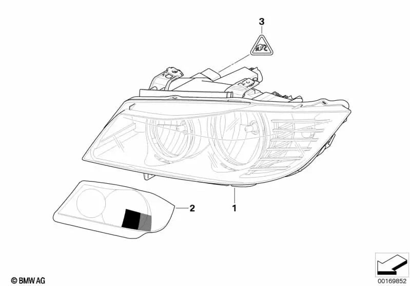 Protective film set for halogen headlights for BMW E90N, E91N (OEM 63112152541). Original BMW