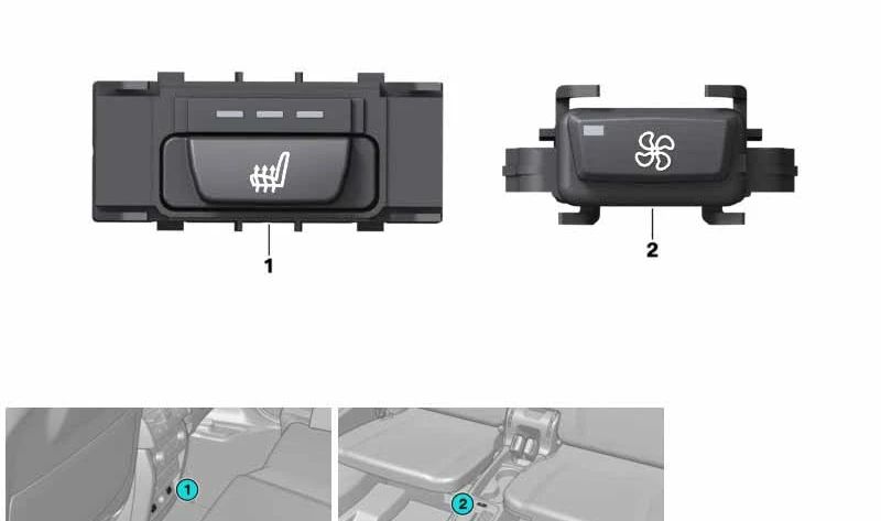 Interruptor de calefacción de asiento para BMW Serie 3 F30, F31, F34, F35, F80, Serie 4 F32, F33, F36, F82, Serie 5 F07, F10, F11, F18, Serie 6 F06, Serie 7 F01, F02, F04, X3 F25, X4 F26, X5 F15, X6 F16 (OEM 61319384805). Original BMW