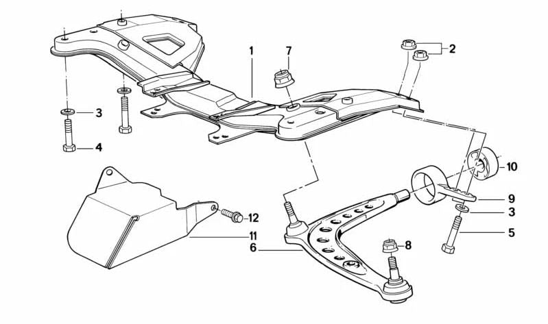 Portador del eje delantero para BMW E32, E34, E38, E39, E31 (OEM 31111135545). Original BMW