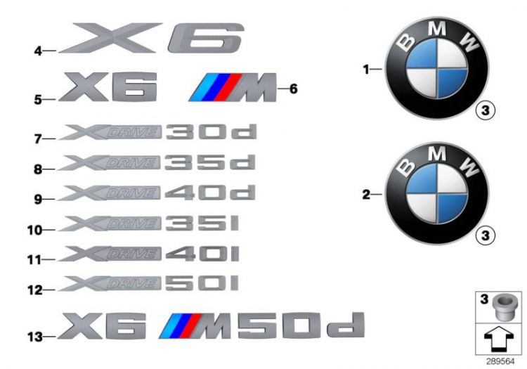 Emblema Logo Insignia Inscripción Etiqueta M Para Bmw E71. Original Recambios