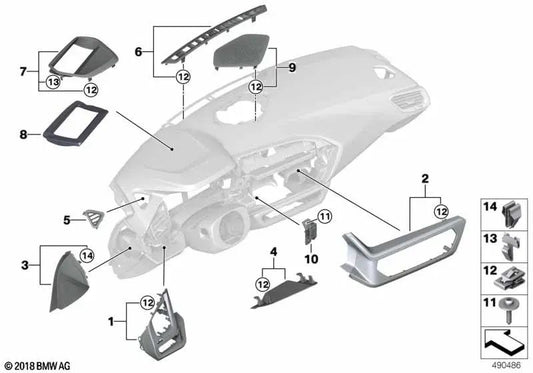 Panel lateral "Airbag off" derecho para BMW G29 (OEM 51459863949). Original BMW