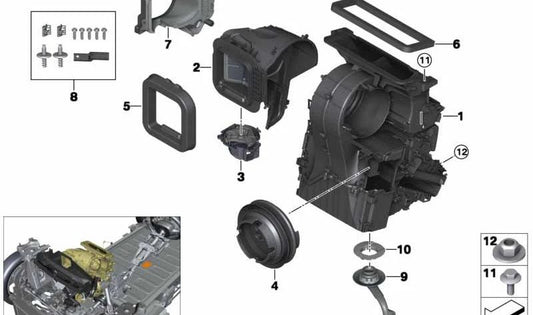 Alloggiamento vuoto per il riscaldamento e l'aria condizionata OEM 64116827061 per BMW F40, F44, F45, F46, F48, F39 e Mini F54, F60. BMW/mini originale.