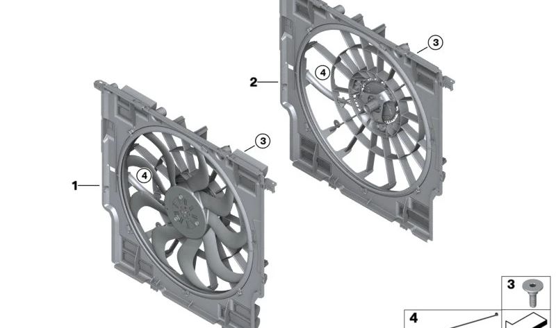 Cubierta del ventilador con anillo acústico OEM 17427953224 para BMW G05, G06, G07. Original BMW.