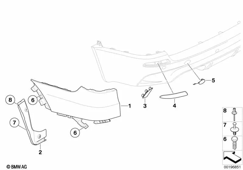 Extensión guardabarros imprimada derecha para BMW X5 E70 (OEM 51127217838). Original BMW.