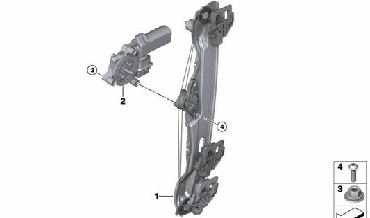 Rear Right Window Lifter without Motor for BMW F39 (OEM 51357462606). Original BMW.