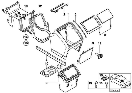 Portavasos Soporte Para Latas Trasero Serie 5 E39 . Original Bmw Recambios