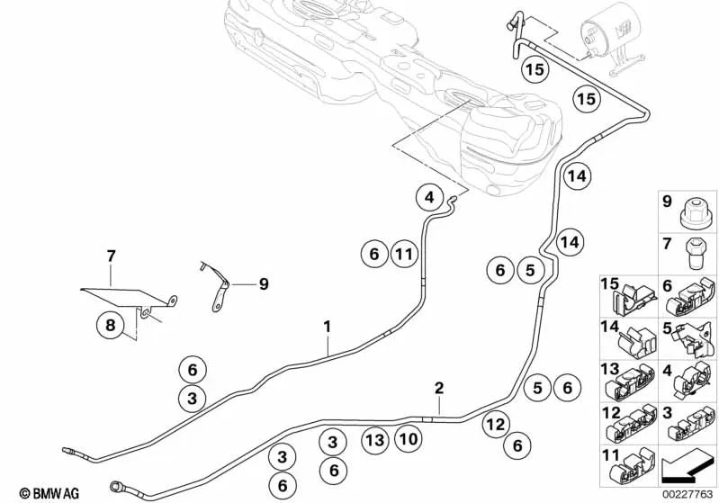 Clip para BMW E90, E90N, E91, E91N, E92, E92N, E93, E93N, E84 (OEM 16137180438). Original BMW