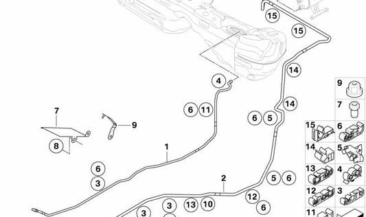 Clip de Conducción para BMW E81, E82, E87, E88, E90, E91, E92, E93, E84 (OEM 16127163595). Original BMW