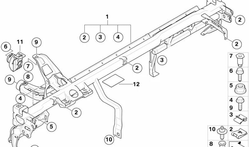 Soporte de compensación del cortafuegos OEM 51717149480 para BMW E81, E82, E87, E88, E90, E91, E92, E93, E84. Original BMW