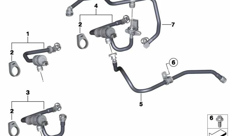 Tubo de ventilación del depósito OEM 13908602281 para BMW F20, F21, F22, F23, F30, F31, F34, F32, F33, F36. Original BMW.