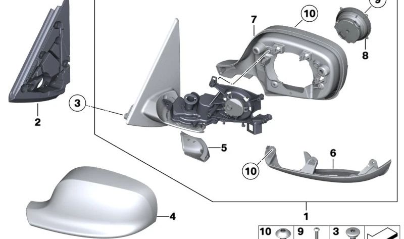 Espejo exterior calefactado con memoria para BMW E84 (OEM 51162993769). Original BMW