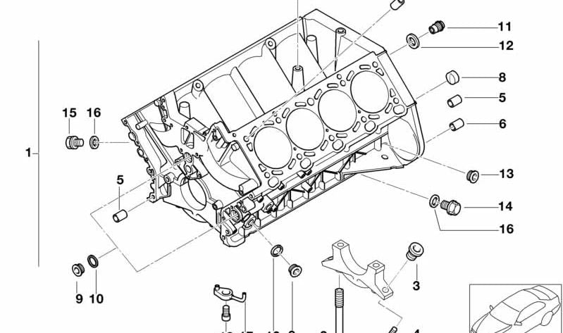 Cárter de cilindro sin pistón para BMW Serie 5 E39, Z8 E52 (OEM 11111407420). Original BMW.