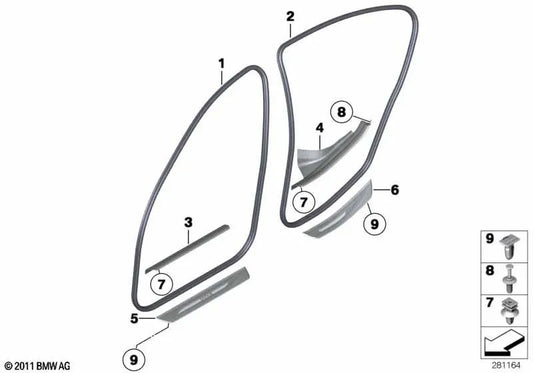 Listón de entrada delantero para BMW F10, F11, F18 (OEM 51479196815). Original BMW