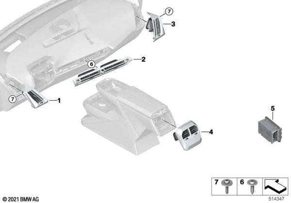 Rejilla de Entrada de Aire para el Compartimento Trasero para BMW i I20 (OEM 64229490596). Original BMW.