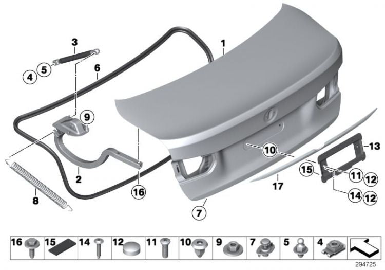 Muelle De Presión Gas Tapa Del Maletero / Portamaleta Para Bmw F30. Original Recambios