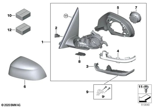 Espejo exterior calefactado izquierdo para BMW X4 G02 (OEM 51168738357). Original BMW