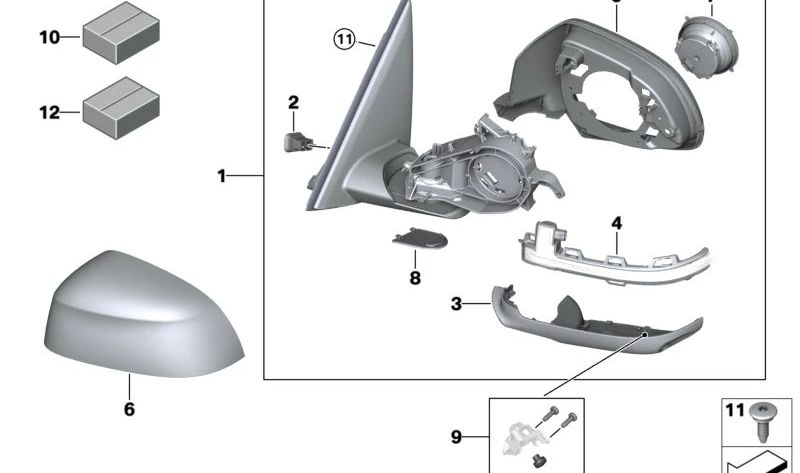 Retrovisor exterior sin cristal calefactado izquierdo para BMW X6 G06 (OEM 51169463329). Original BMW.