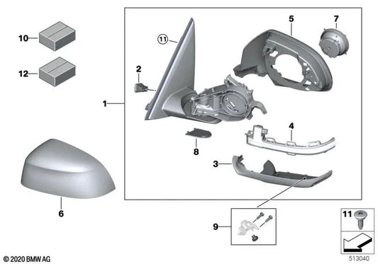 Espejo exterior calefactado con memoria Bus izquierdo para BMW G01 (OEM 51168491703). Original BMW